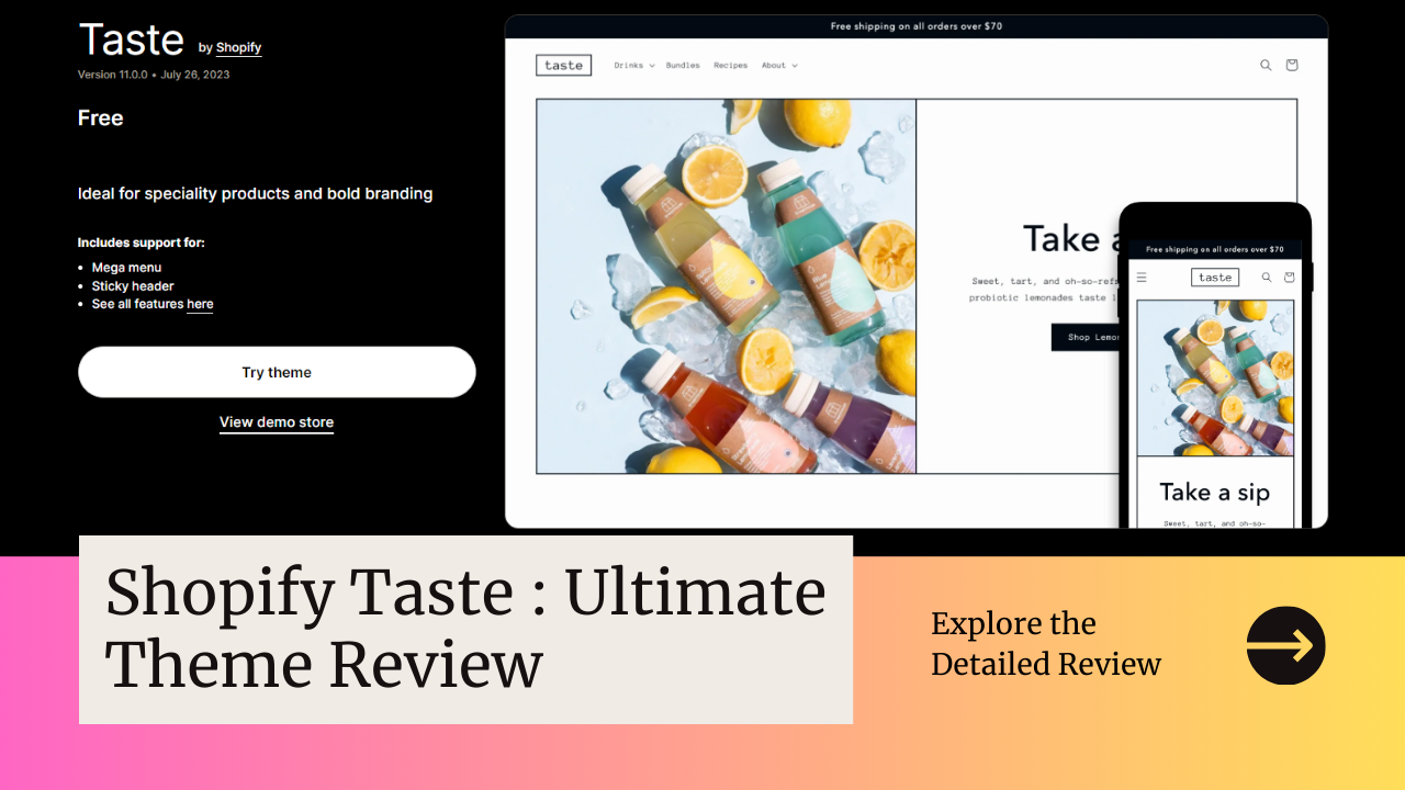 Breathing New Life into Your Store with Shopify's Taste Theme: A Detailed Review