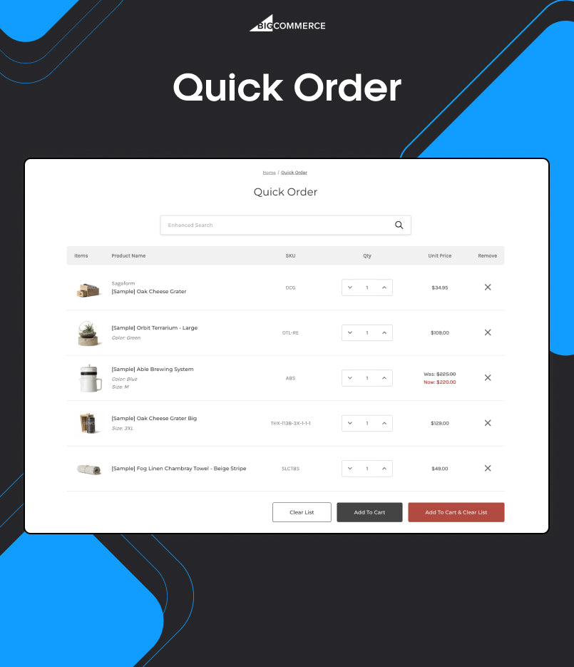 BigCommerce Add-on: Quick Order