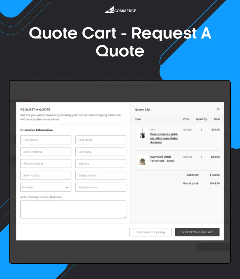 BigCommerce Add-on: Quote Cart (Plus) - Request a Quote