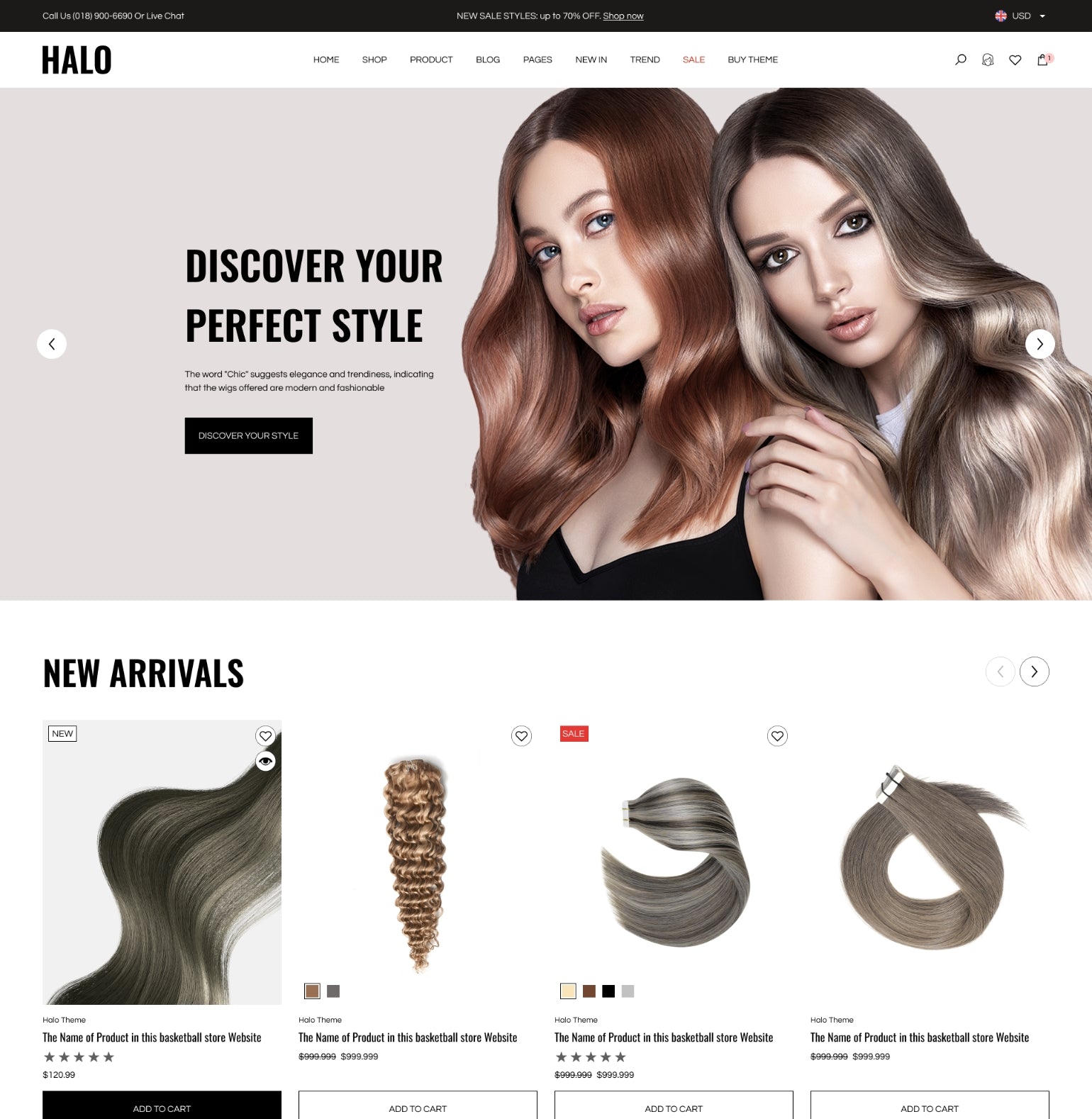 Halo Theme - Hair Wigs Shopify Theme | HaloThemes