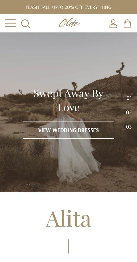 Alita Bridal - Fashion and Jewelry - Ecommerce Website Template | HaloThemes - Mobile View