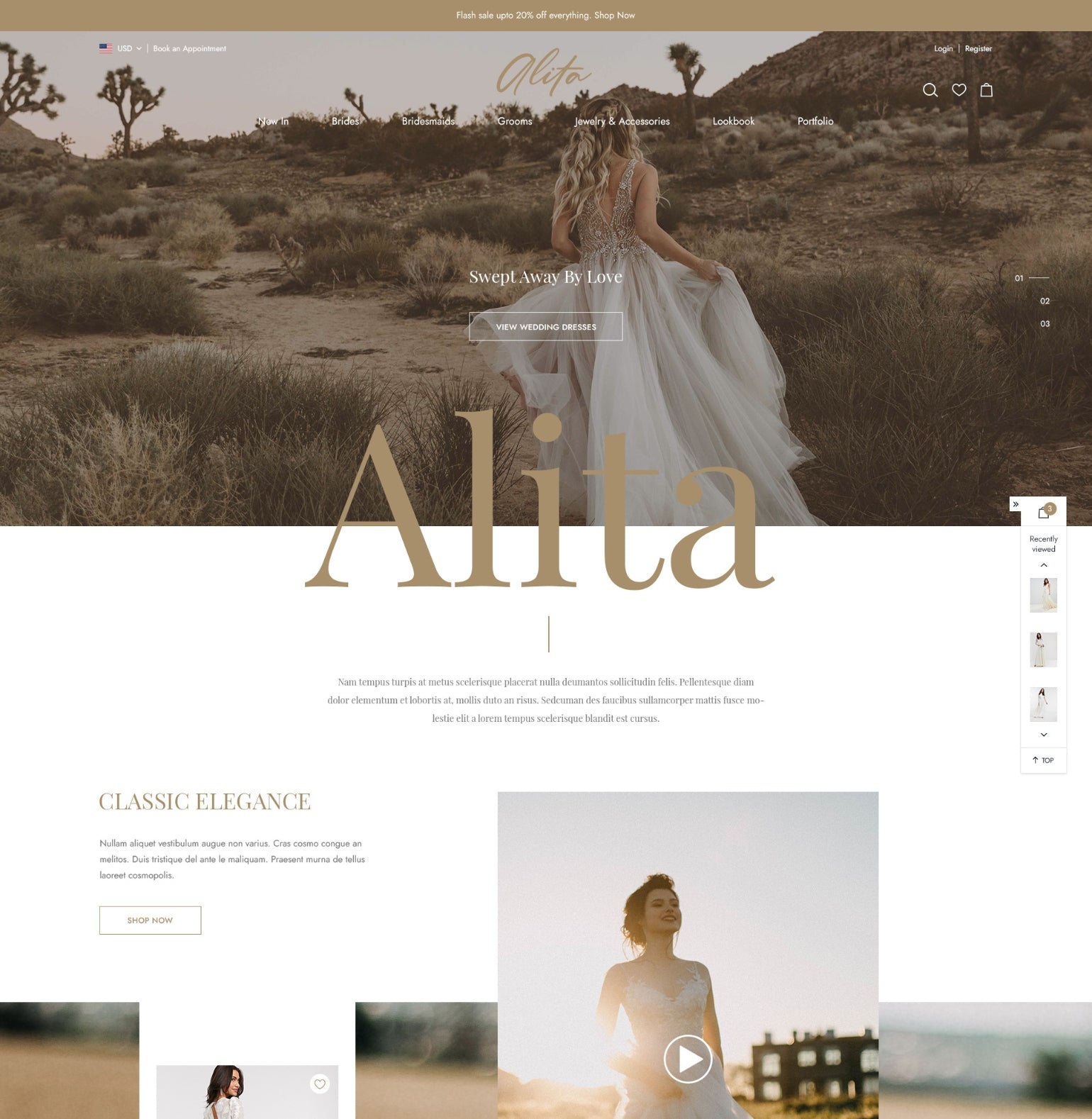 Alita Bridal - Fashion and Jewelry - Ecommerce Website Template | HaloThemes