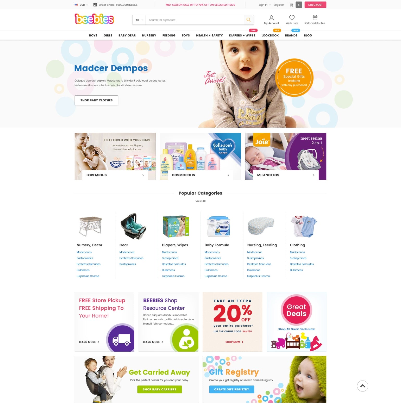 Beebies – Kids Store Ecommerce Website Template | HaloThemes