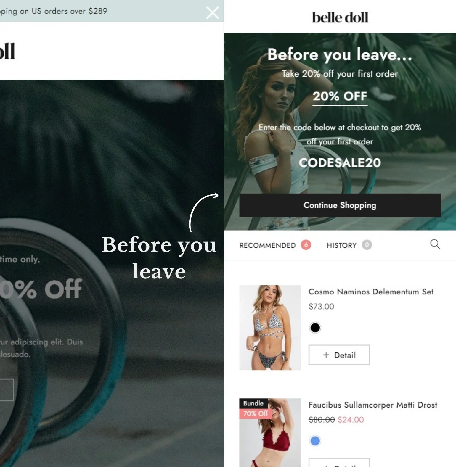 exit intent popup