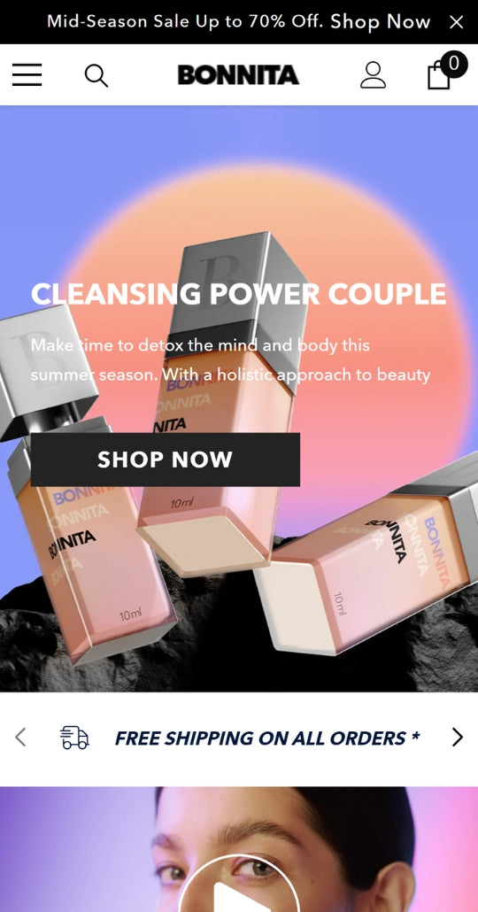 Bonnita – Beauty and Cosmetic Ecommerce Website Template - Mobile View