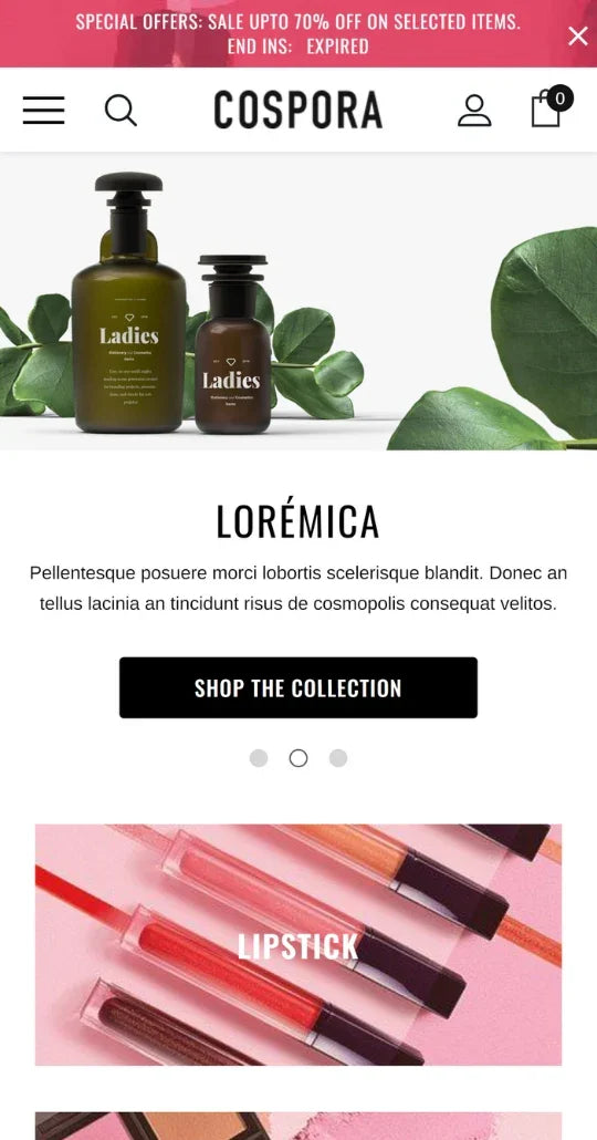 Cospora – Health & Beauty Ecommerce Website Template | HaloThemes - Mobile View