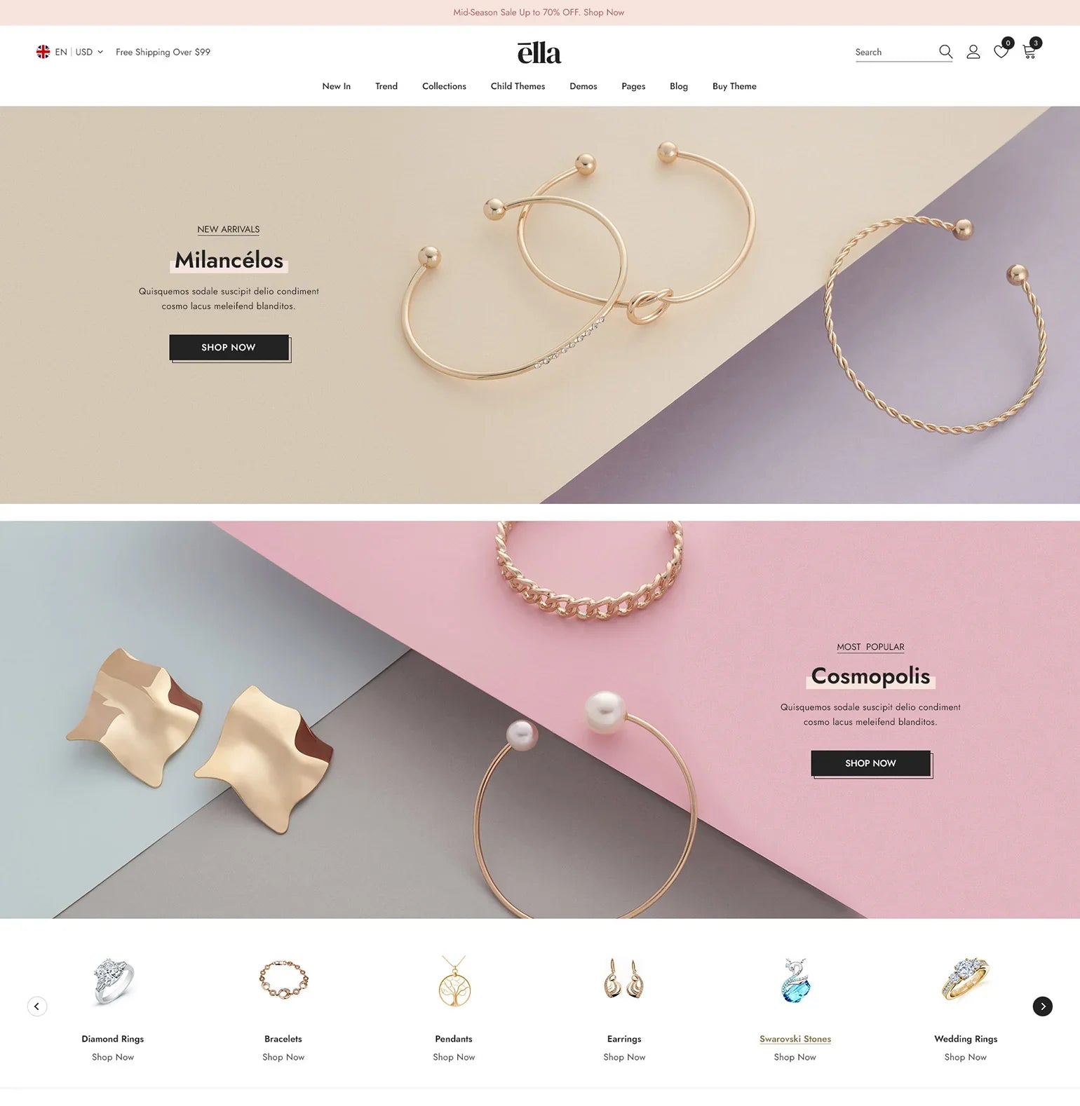 Jewelry landing online page - Main Image