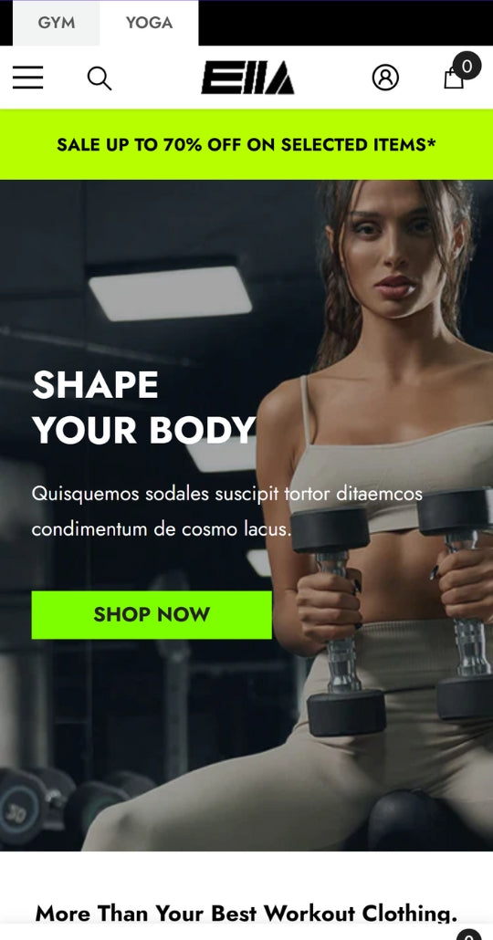 Ella Theme - Gym and Sportwear Ecommerce Website Template - 2