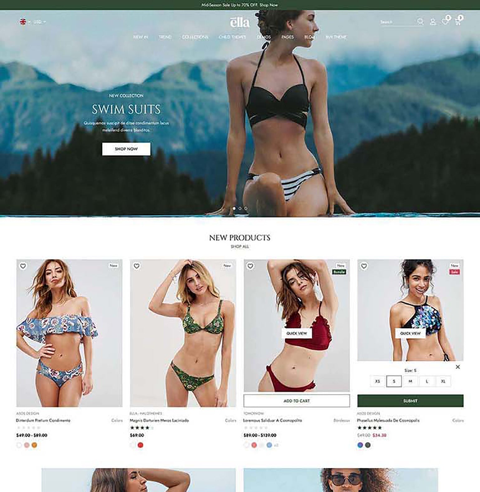 Ella Theme - Swimwear Ecommerce Website Template | HaloThemes