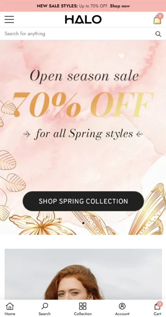 Halo Theme - Modern Fashion Ecommerce Website Template - Mobile View