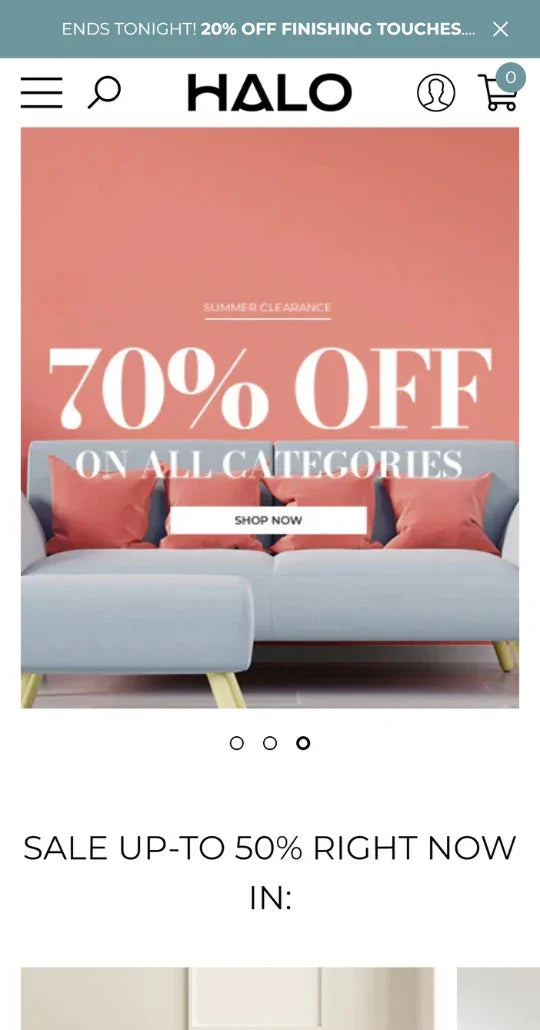 Halo Theme - Furniture Ecommerce Website Template - Mobile View