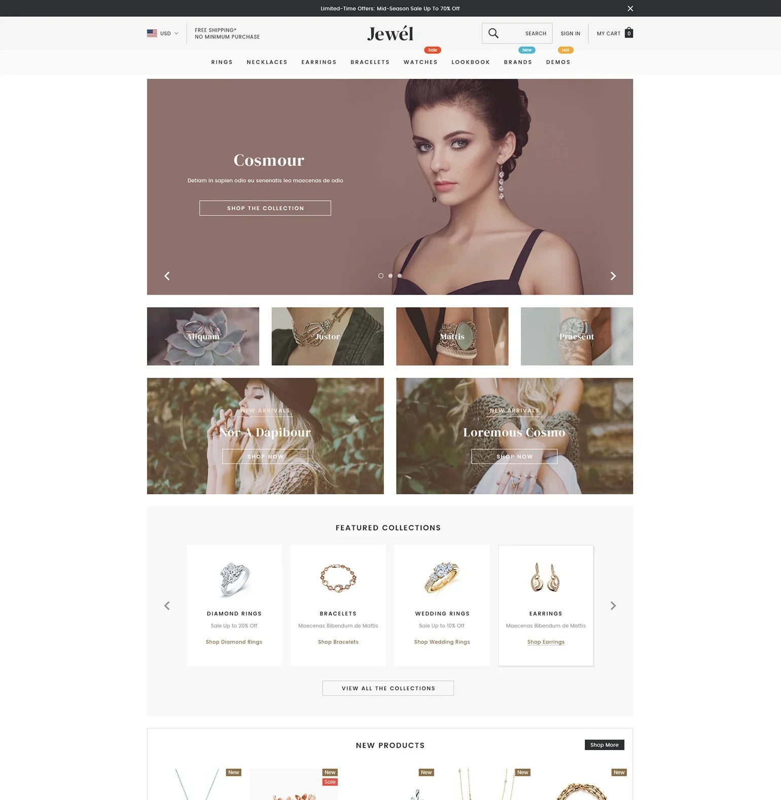 Jewel Jewelry Accessories Ecommerce Website Template HaloThemes