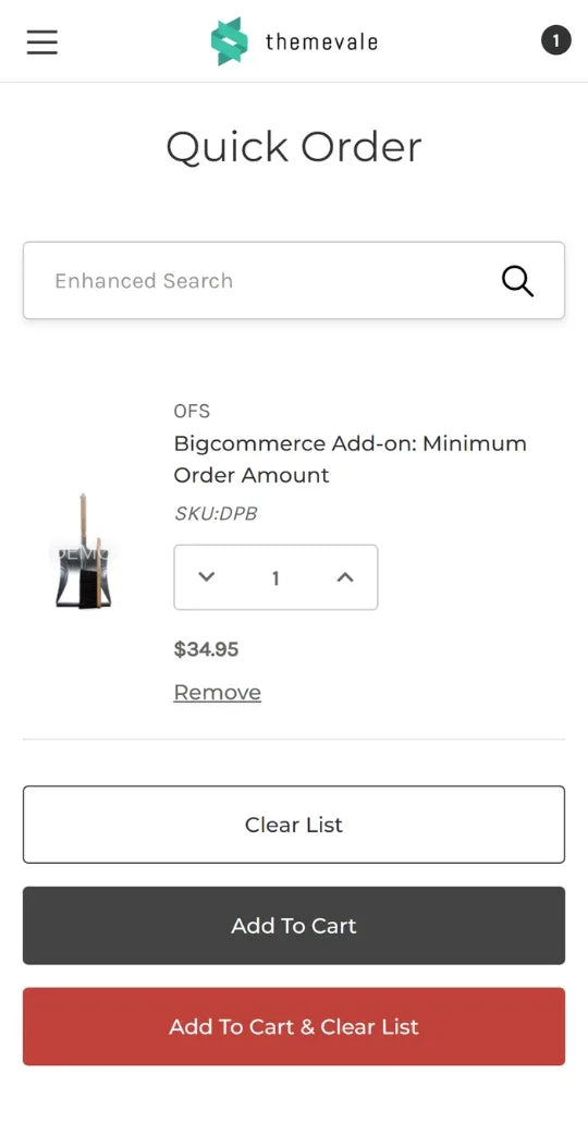 Help buyers find more products and add them to their shopping cart with just one click right on the Quick Order page. Boost your conversion.