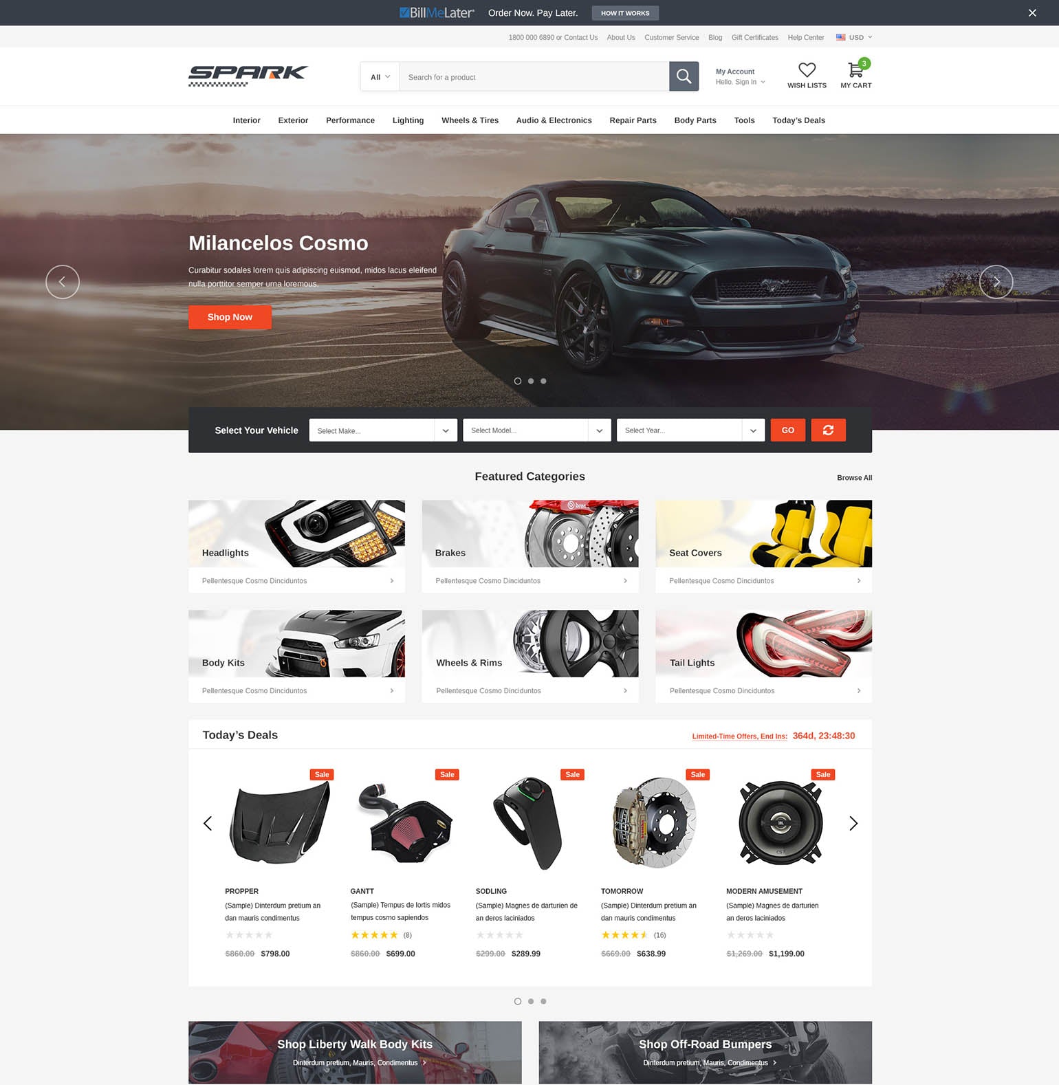auto parts website template