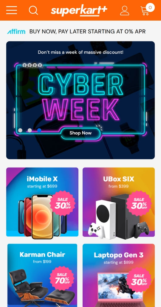 Superkart - Supermarket and Groceries Ecommerce Website Template - Mobile View