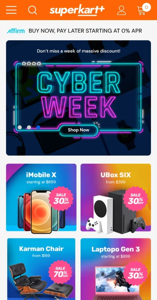 Superkart - Supermarket and Groceries Ecommerce Website Template - Mobile View