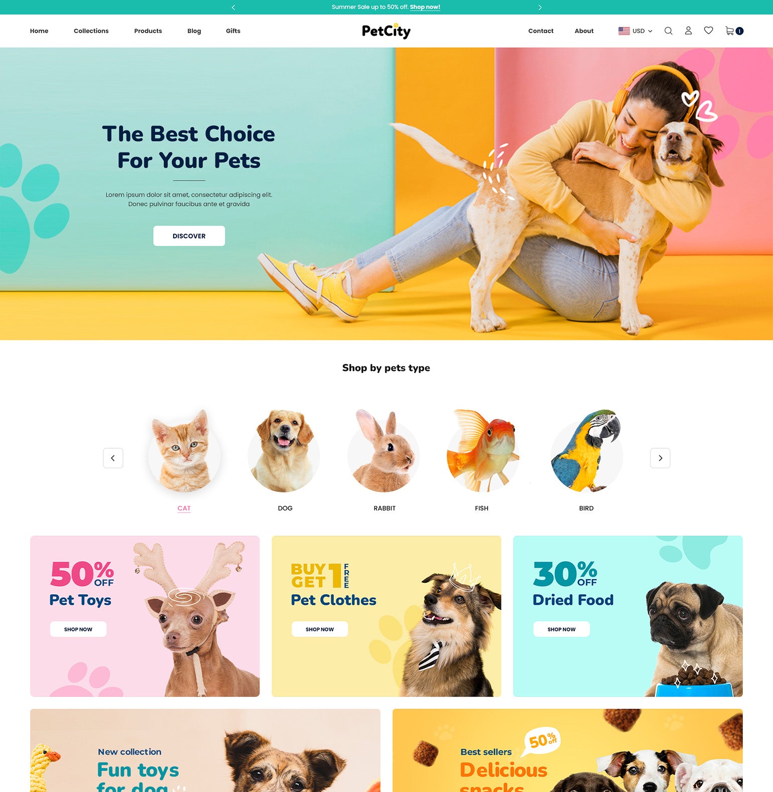 SURFup PetCity Ecommerce Website Template | Premium Themes | HaloThemes