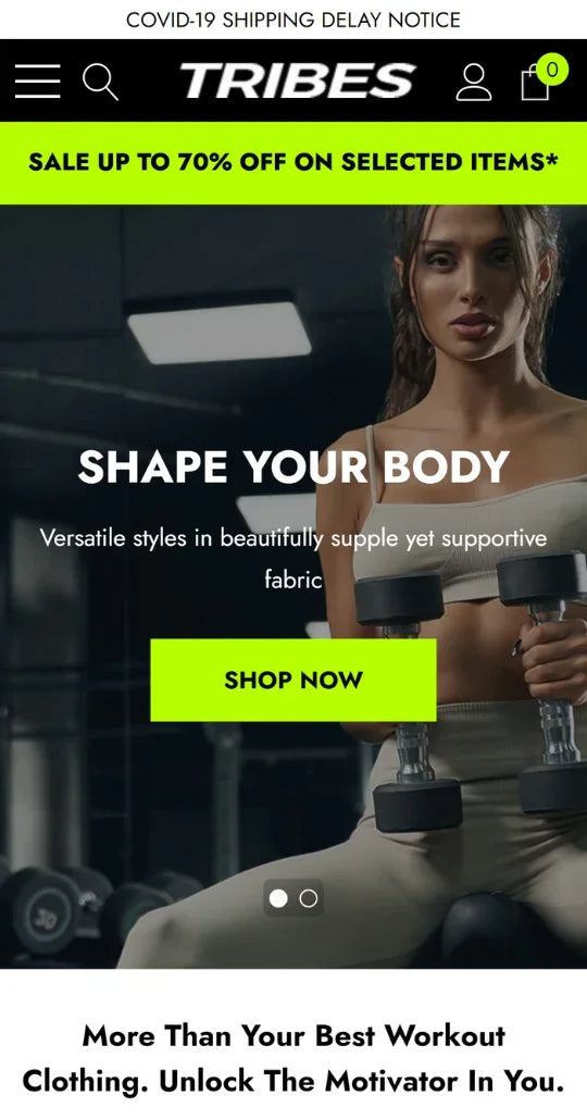 TRIBES - Sports and Recreation - Ecommerce Website Template | Premium Themes | HaloThemes - Mobile View