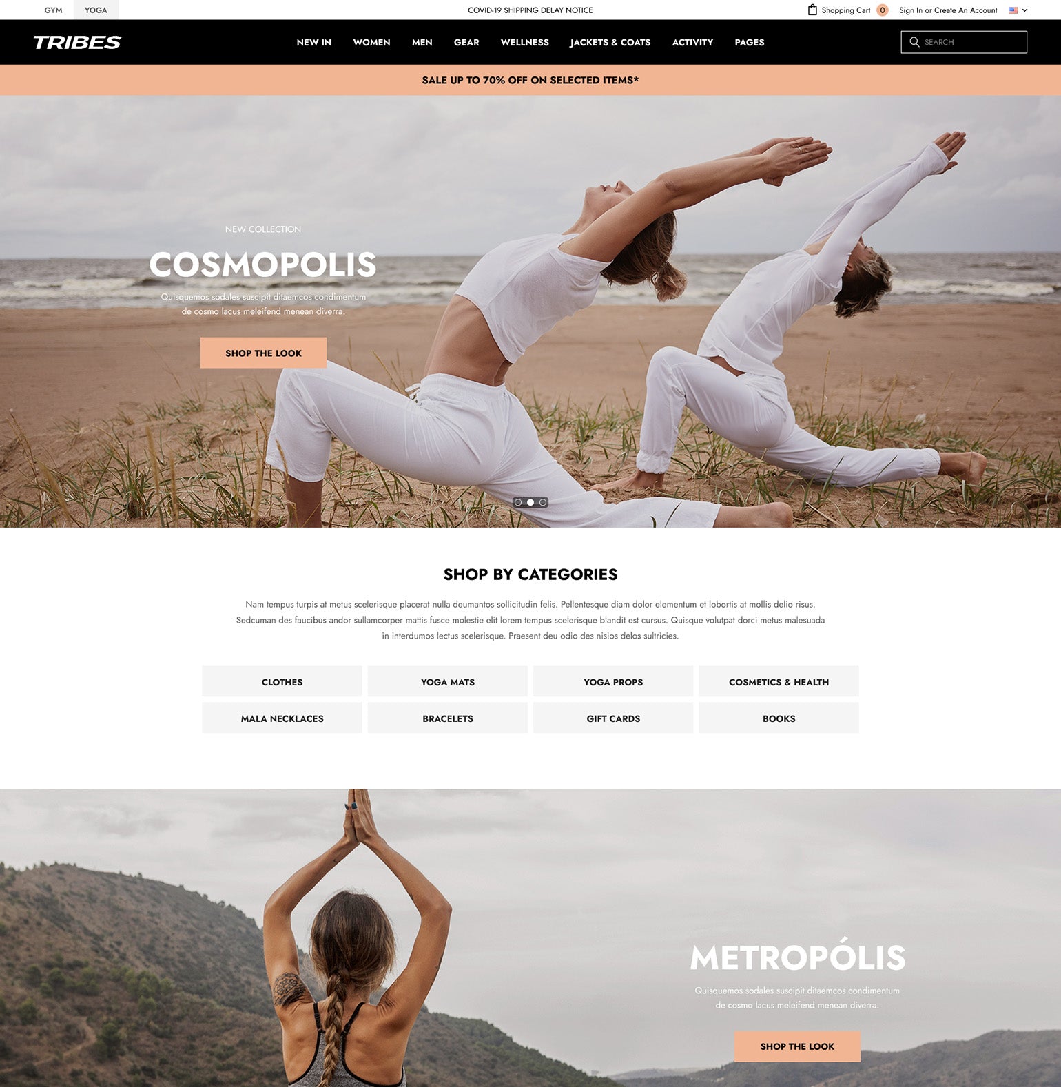TRIBES - Yoga and Pilates - Ecommerce Website Template