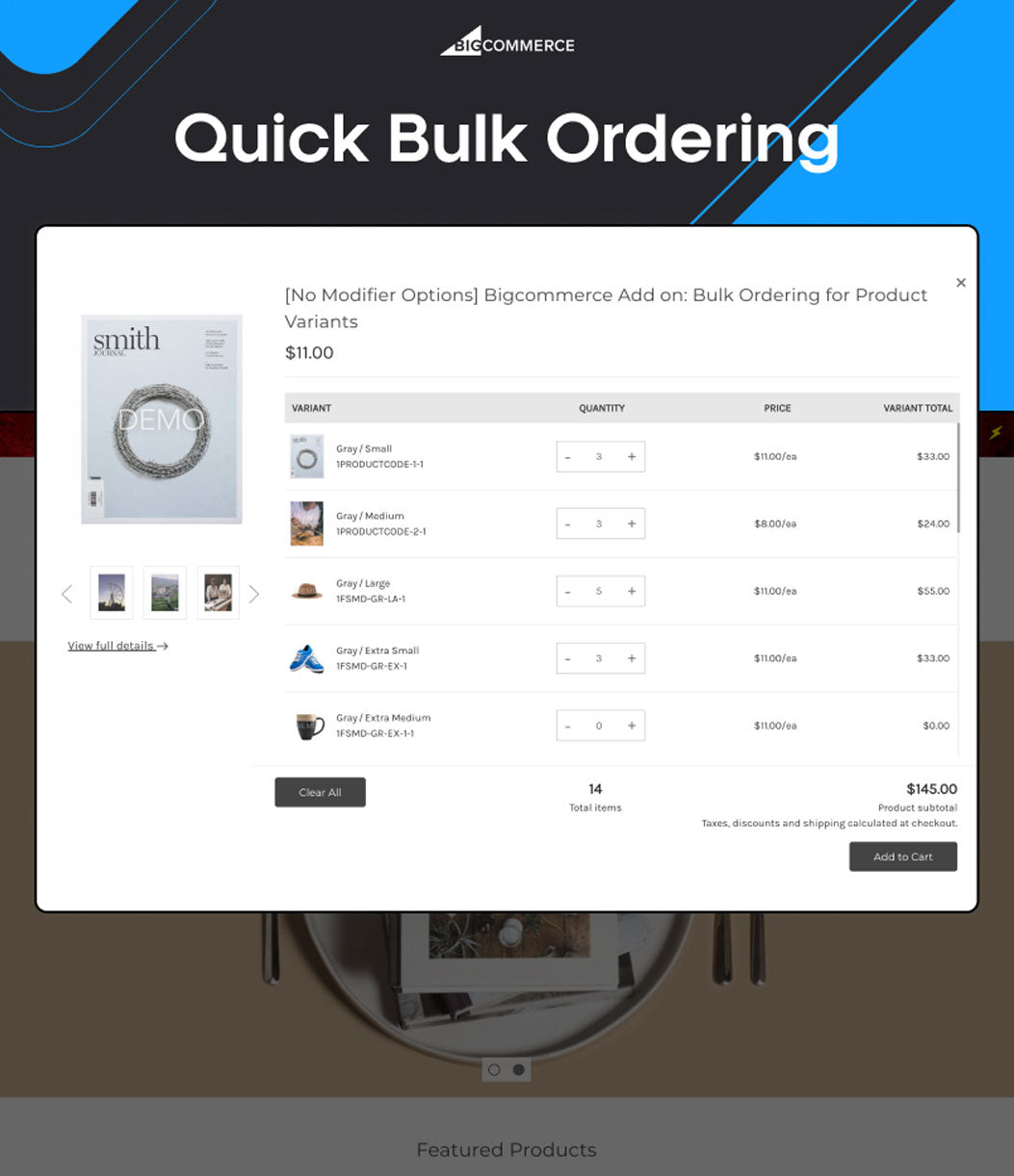 BigCommerce Add-on: Quick Bulk Ordering