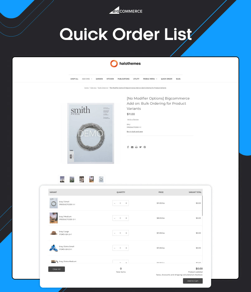 BigCommerce Add-on: Quick Order List