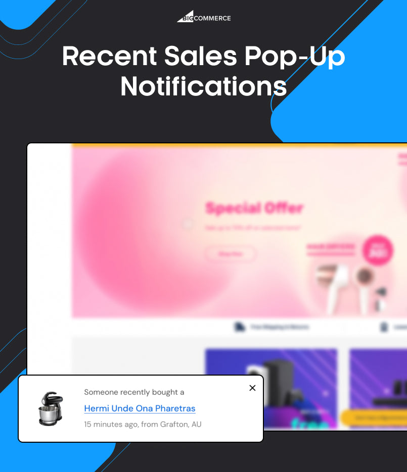 BigCommerce Add-on: Recent Sales Pop-up Notifications