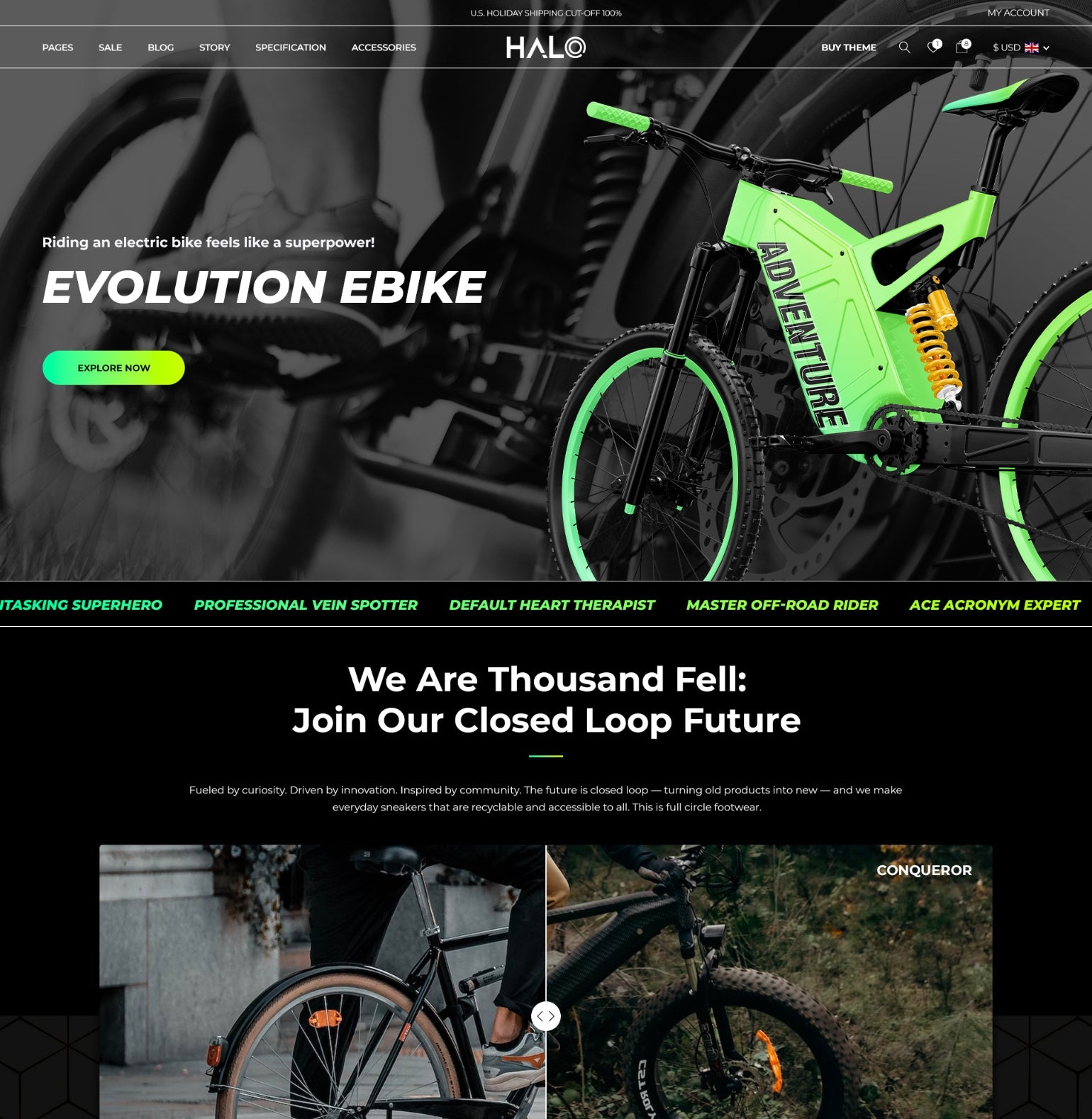 Halo Theme - Cycling Gear Ecommerce Website Template | HaloThemes