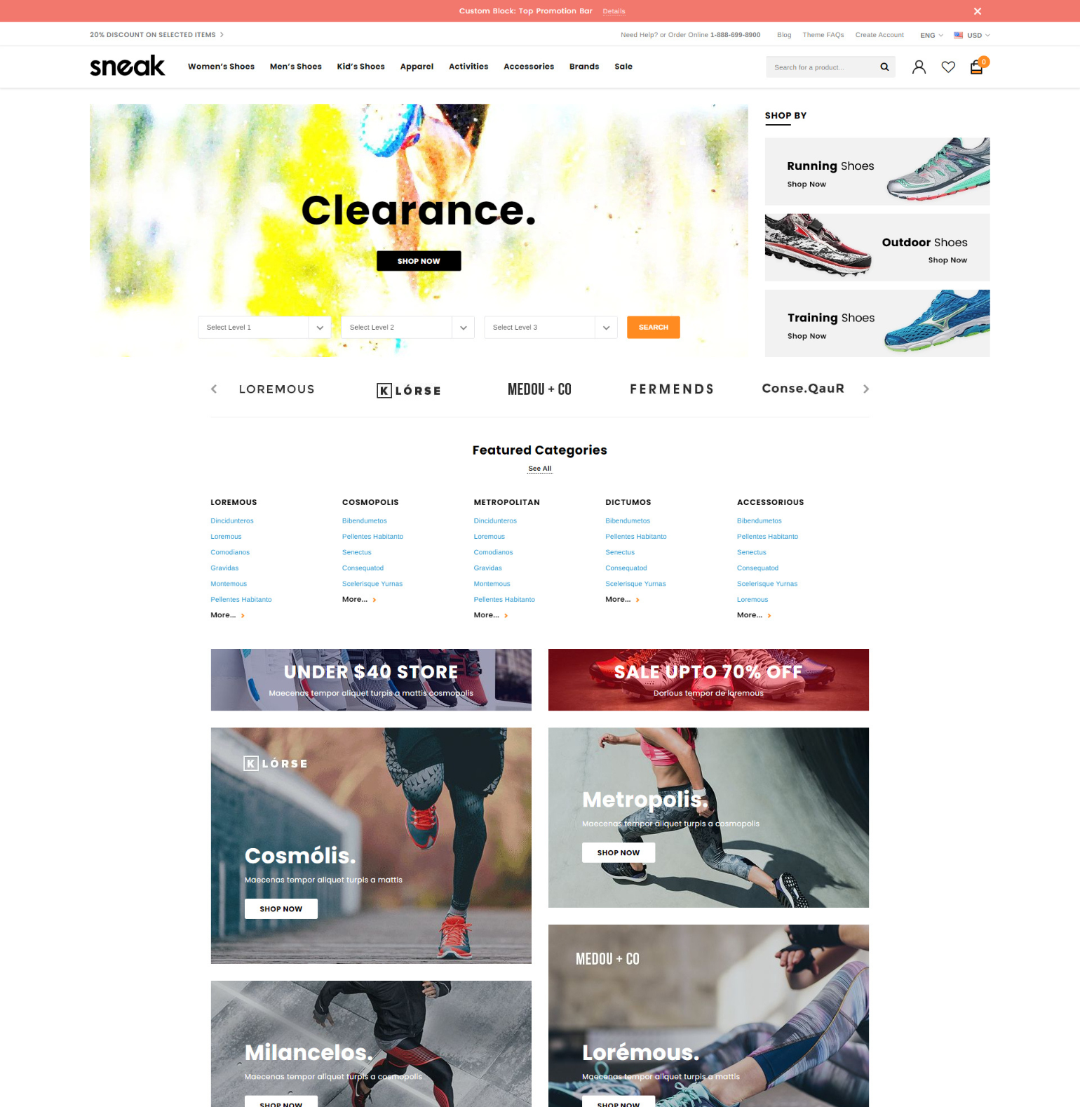 Sneak Shoes and Sport Ecommerce Website Template | HaloThemes