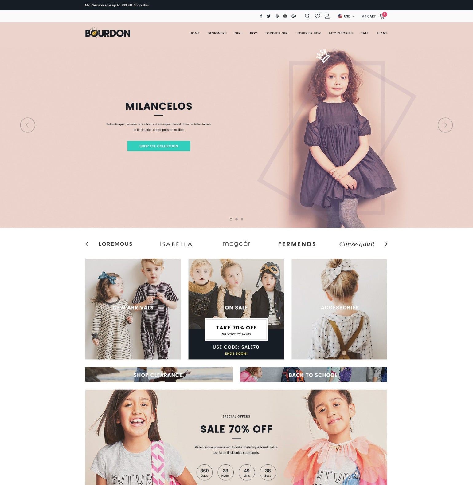 Bourdon – Baby Fashion Ecommerce Website Template | HaloThemes