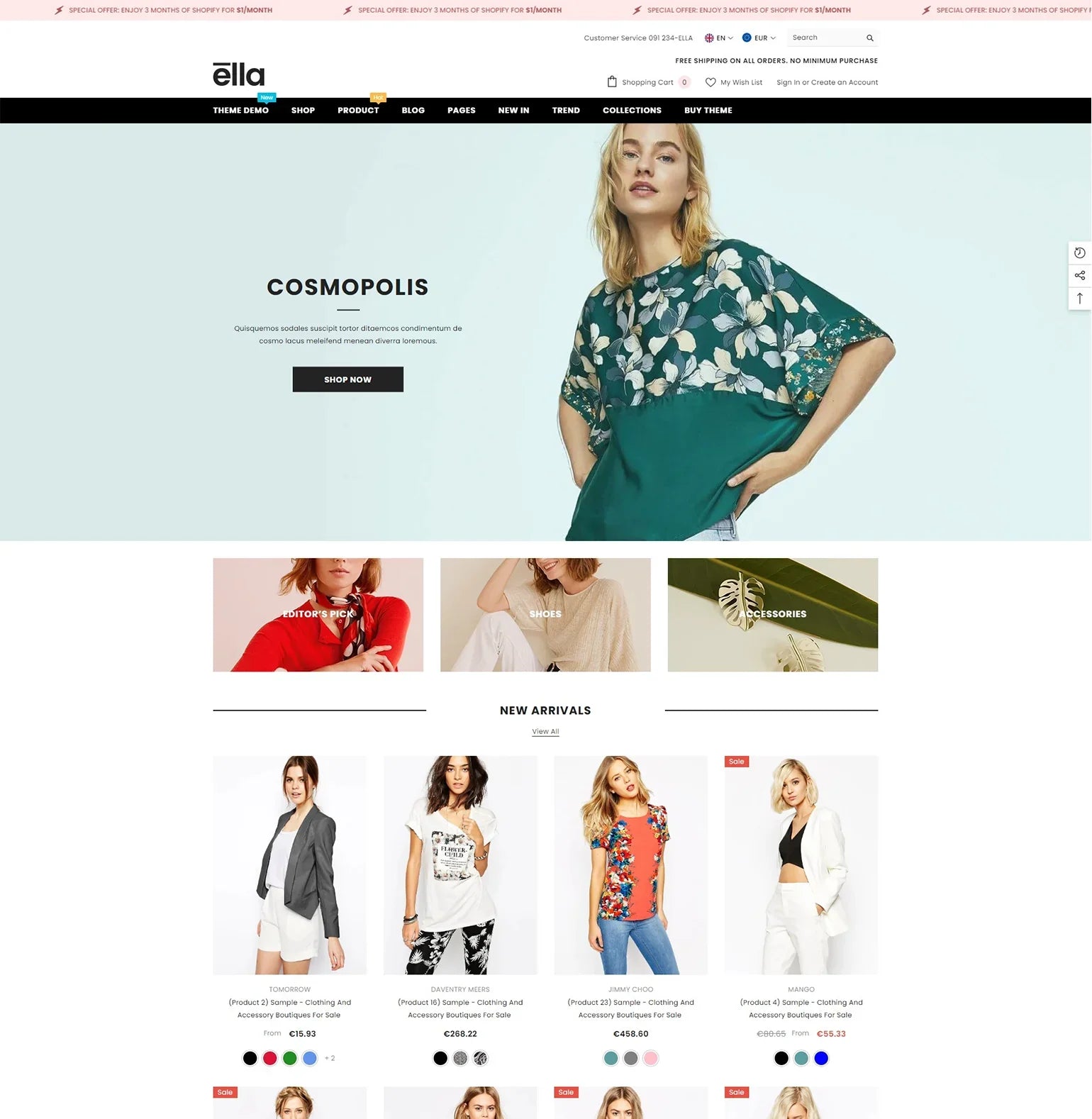 Ella Theme Fashion Ecommerce Website Template