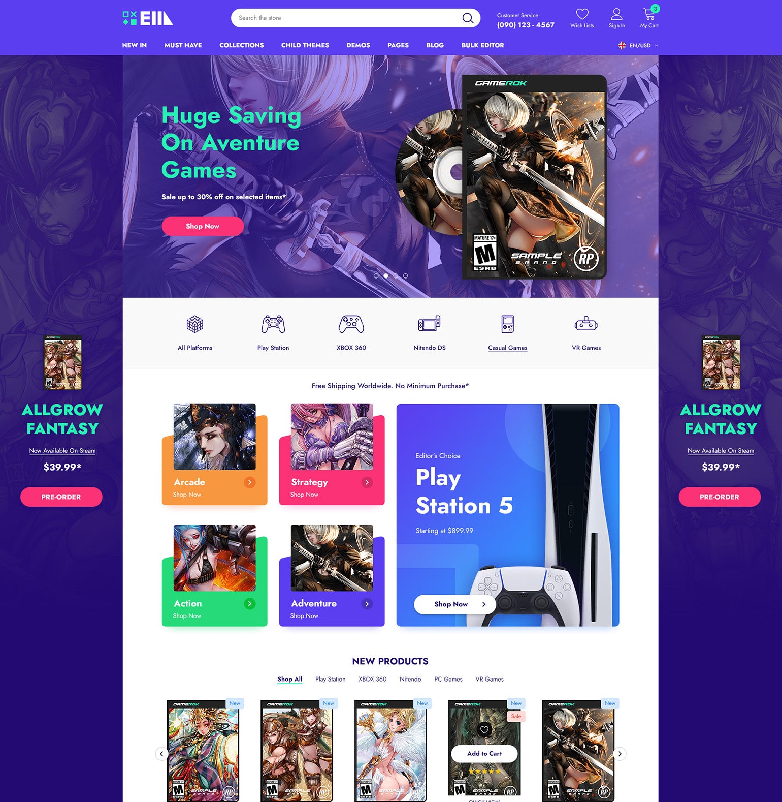 Ella Theme - Game & Toy Ecommerce Website Template