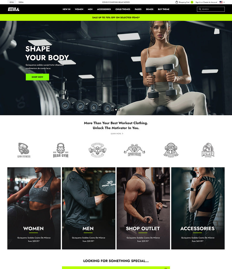 Ella Theme - Gym and Sportwear Ecommerce Website Template