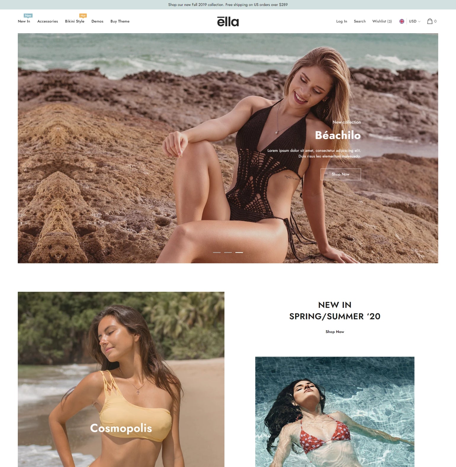 Ella Shopify Theme - Bikini and Beachwear Ecommerce Website Template