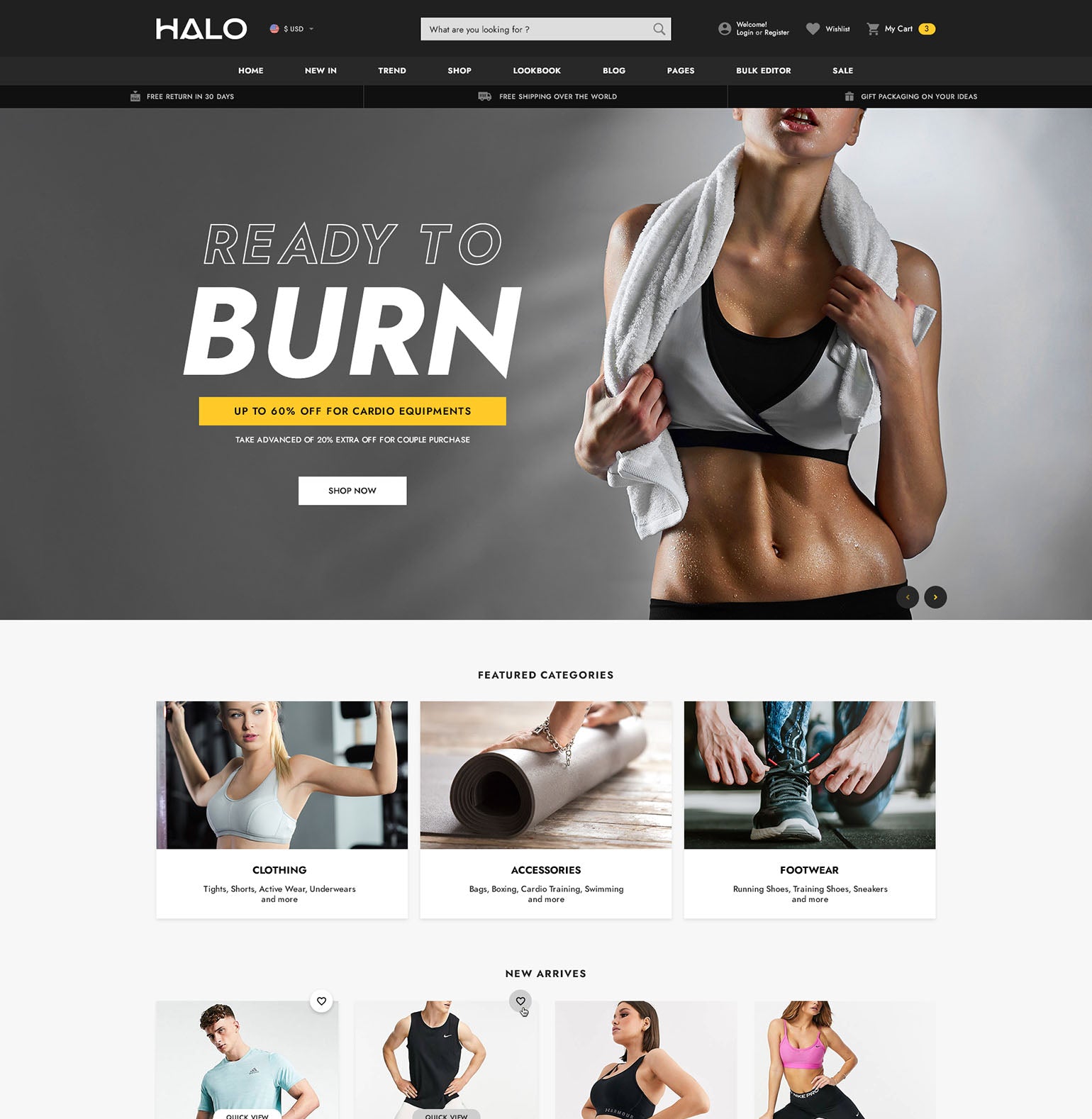 Halo Theme - Exercise Equipment Stores Ecommerce Website Template