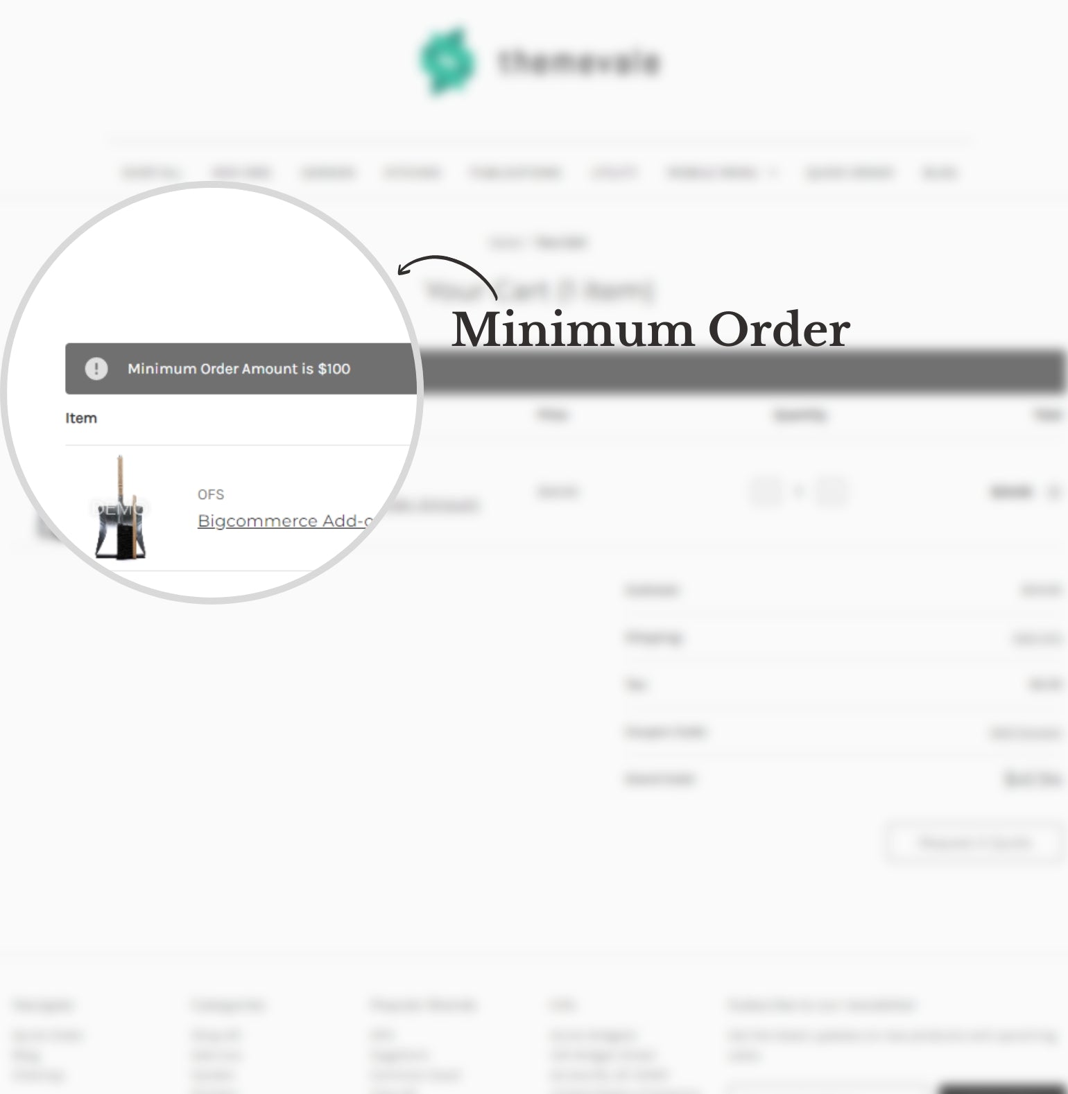 Minimum Order Amount for Checkout will allow store owner to restrict the user to checkout if order amount Total is lower than the required minimum amount.